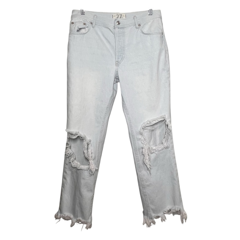 We The Free Jeans Womens Size 27 High Rise Light Wash Distressed Button Fly